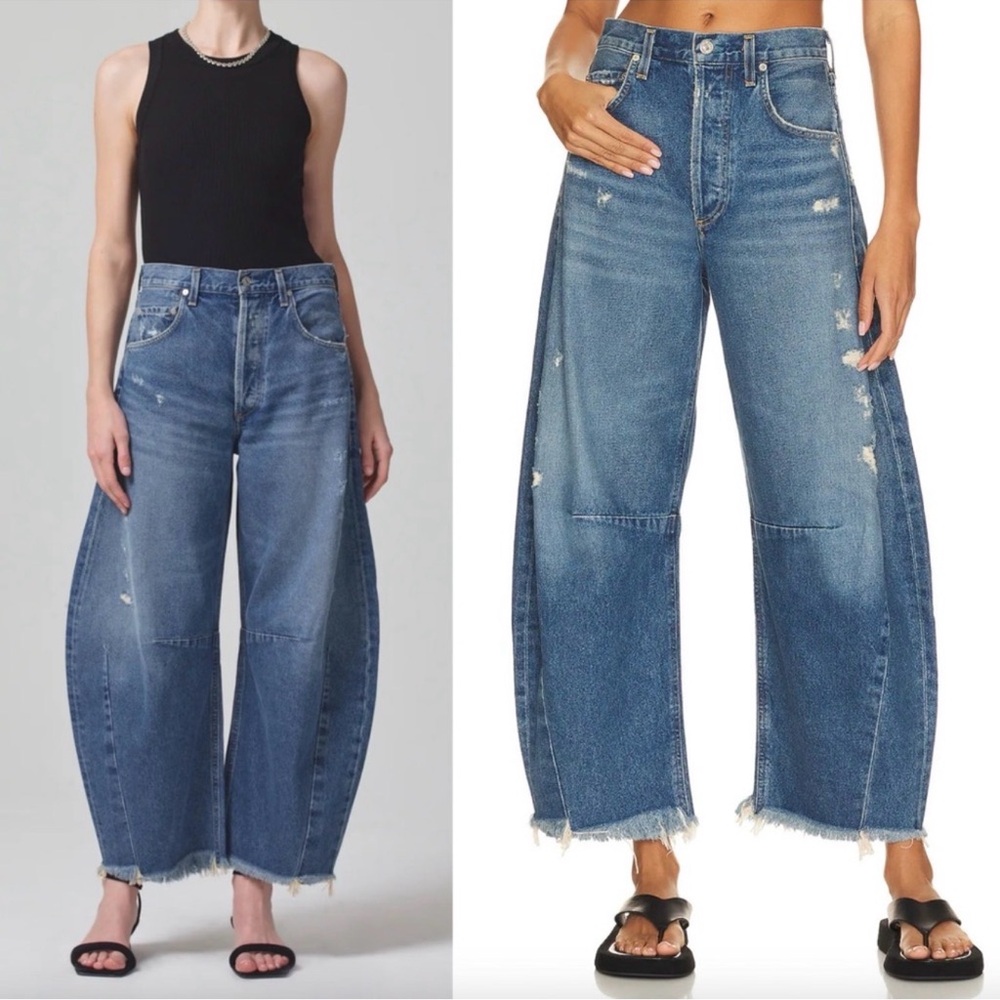 CITIZENS OF HUMANITY HIGH RISE HORSESHOE BARREL DENIM MAGNOLIA SIZE 26